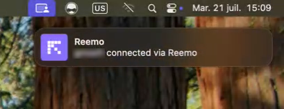 Desktop notification when a user connects via Reemo