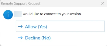 Remote Support Request approval window