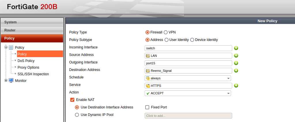 Add Reemo SIGNAL firewall rule