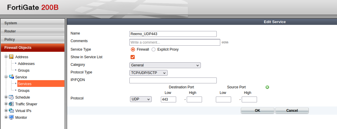 Add UDP443 service
