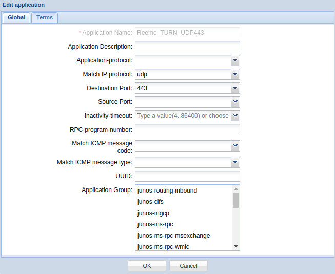 UDP 443 application for TURN