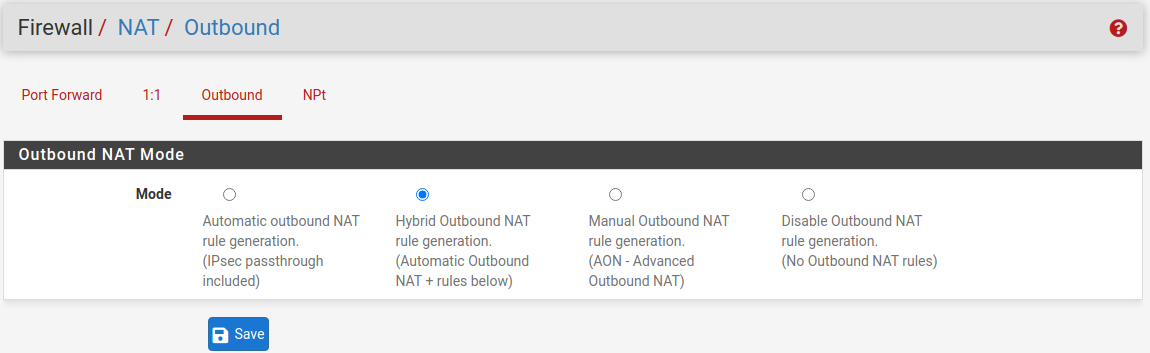 pfSense NAT configuration