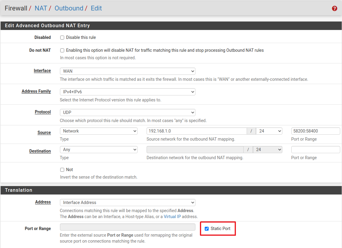 pfSense NAT rules