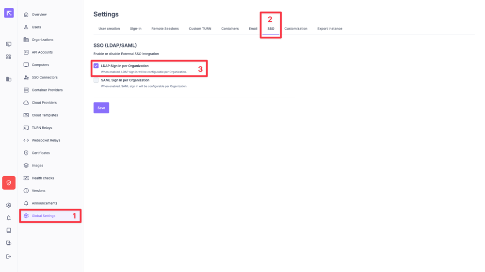 Enable LDAP Sign-in per Organization