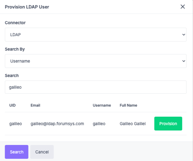Provisioning LDAP users