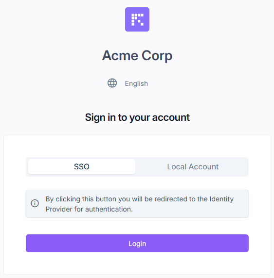 SSO tab on the login screen