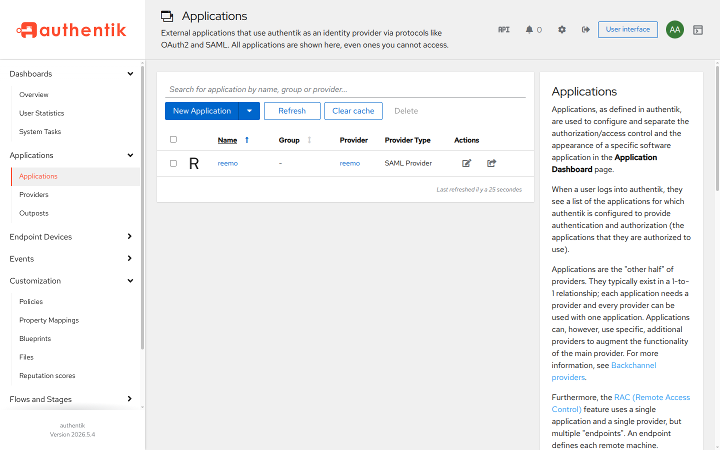 Créer une application dans Authentik