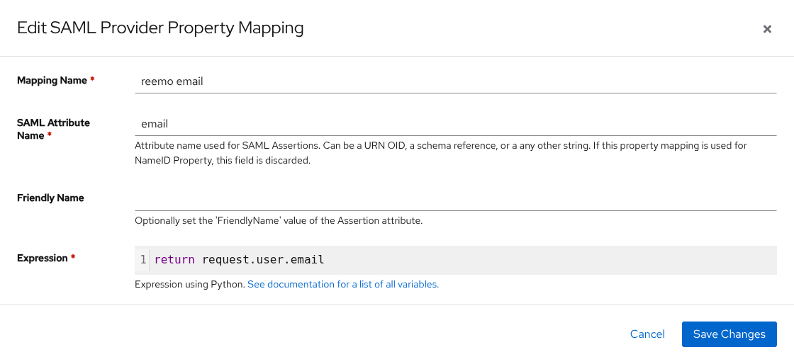 Création d'un Property Mapping SAML dans Authentik