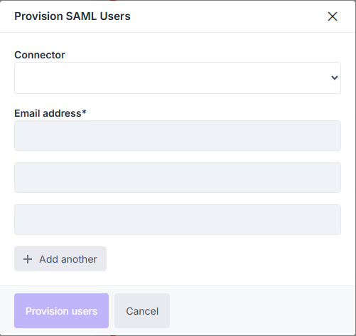 Popup to add SAML users by email