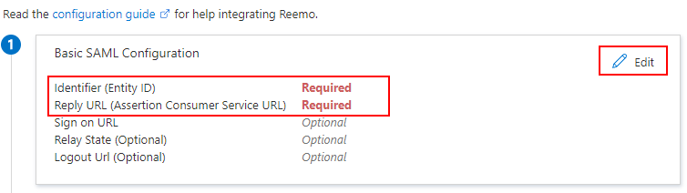 Edit the Basic SAML configuration