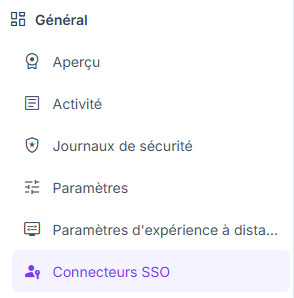 Accéder aux Connecteurs SSO au niveau de l'organisation