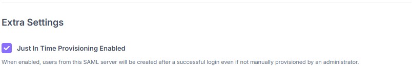 Just In Time Provisioning option