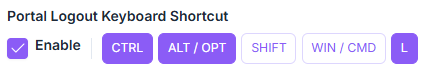 Portal logout shortcut enabled with the Ctrl and Alt/Opt modifiers and the L key