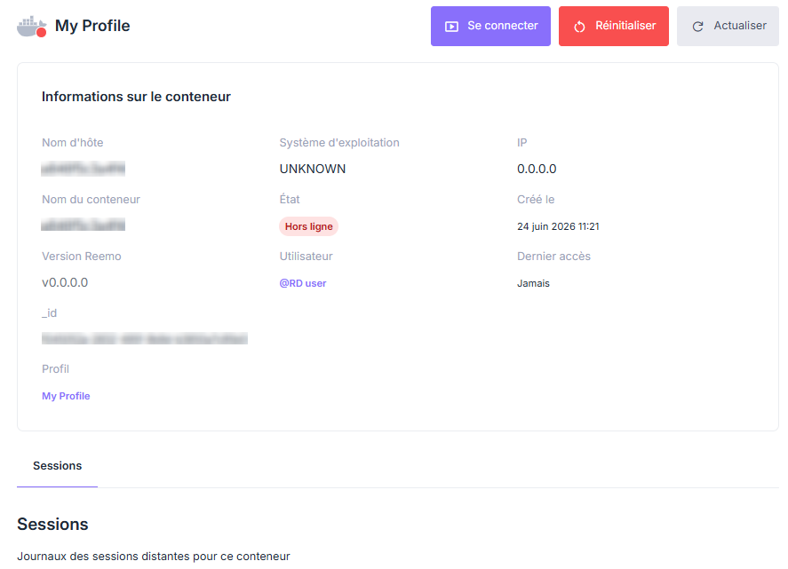 Fiche d'un conteneur