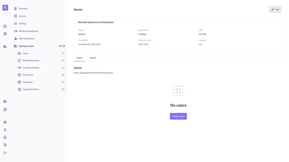 Remote Experience details