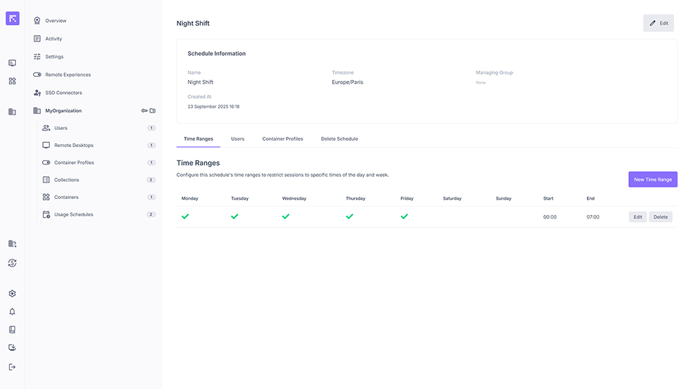 Configured schedule view