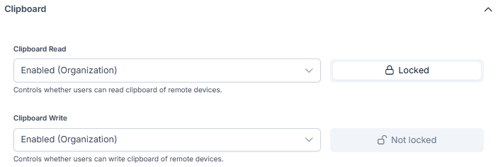 Inherited setting with Locked and Not Locked toggle states