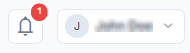 Notifications button showing an unread alert