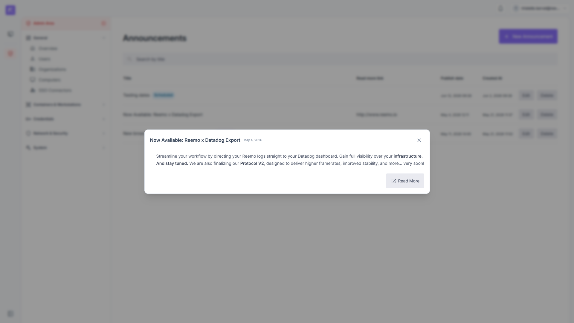 Reemo Notifications Panel